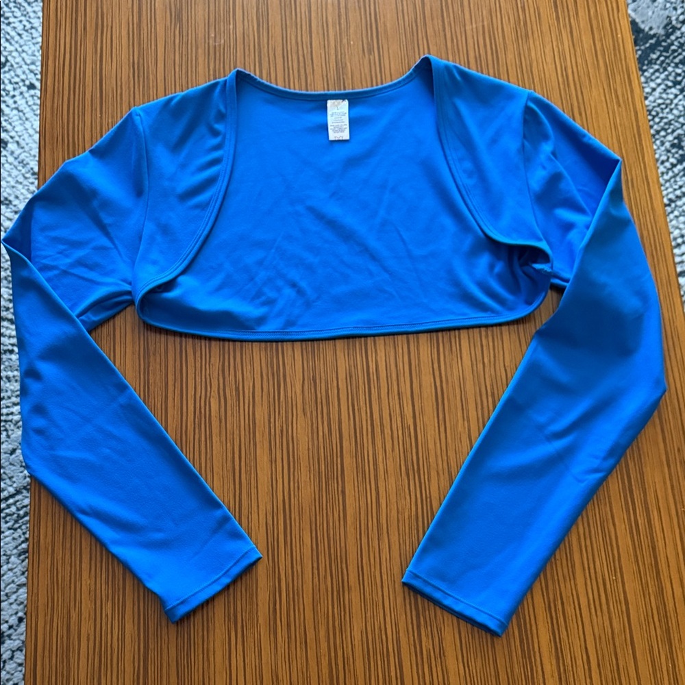 Stylish Blue Long Sleeve Crop Top